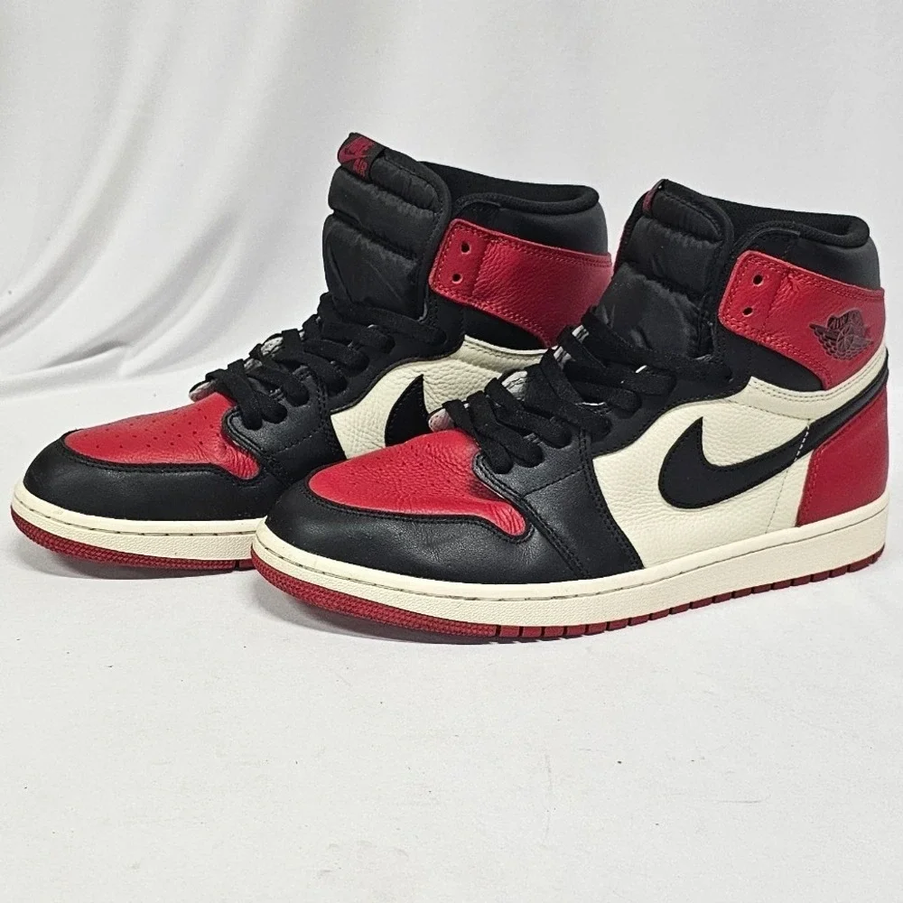 Nike Air Jordan 1 Retro High OG Bred Toe Red Black White 555088-610 Mens